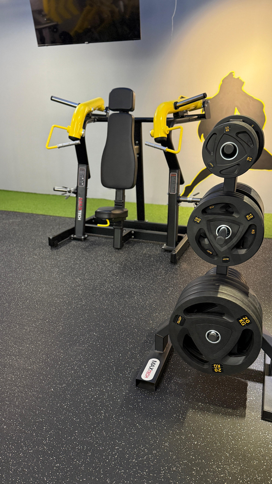 Chest press makinesi ve ağırlık standı